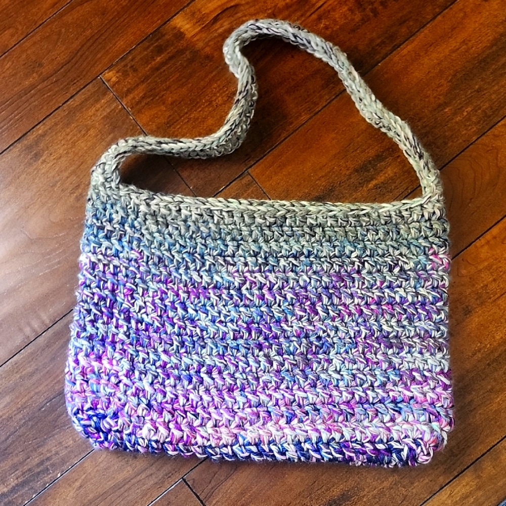 Handmade Large Crochet Bag approx 17.5×12.5 in., 11 Inch High Shoulder Strap